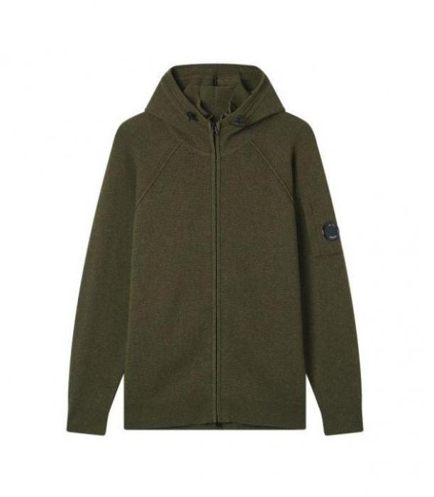 CP Company Lambswool Zip Hoodie Cardigan 19CMKN057A 110149A 652