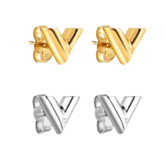 Louis Vuitton Essential V Stud Earrings Gold Silver M68153 M63208