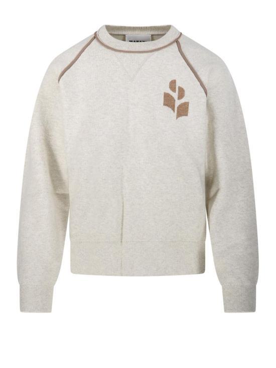 Isabel Marant Light Grey Camel Wool Blend Crewneck Sweater