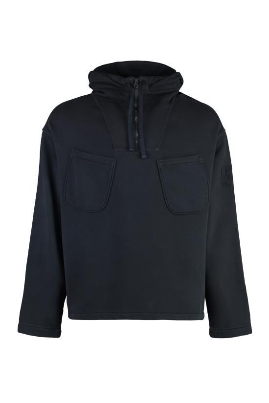 CP Company Diagonal Fleece Zip Hoodie Black Sand Dom Men's Jacket