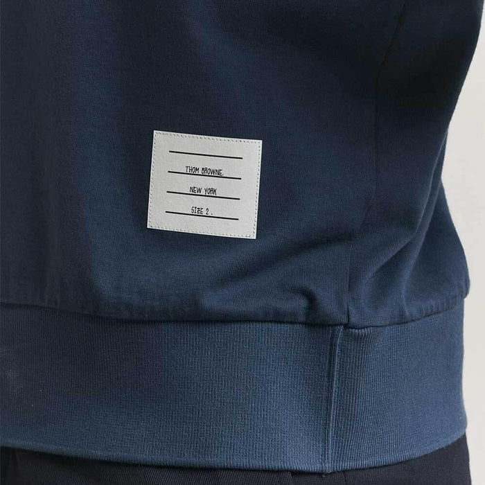 THOM BROWNE Short Sleeve Piqué Polo Shirt Men Navy