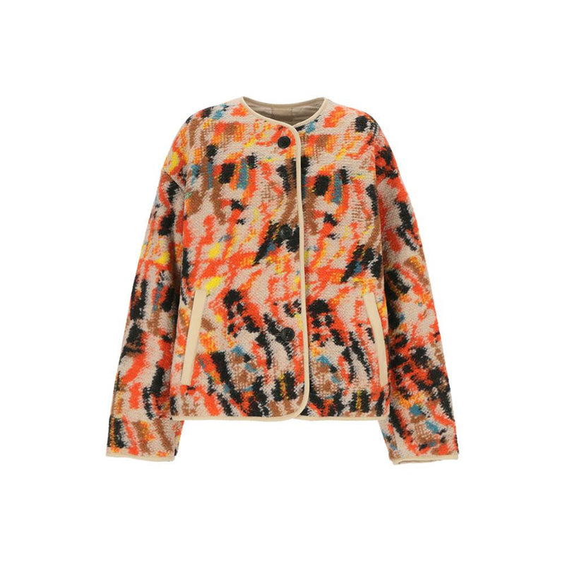 Isabel Marant Reversible Fleece Wool Jacket Orange