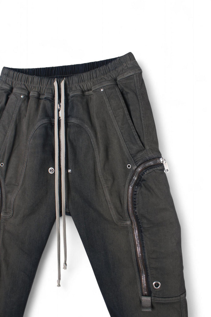 Rick Owens Dark Dust Degrade Stretch Denim Bauhaus Cargo Jogger Pants