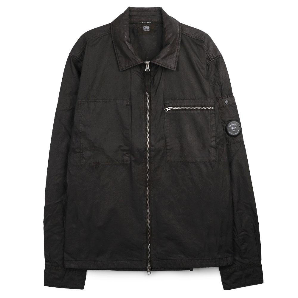 CP Company Men's Black Resin-Coated Cotton Lens Overshirt Lo 21 CMOS264A 110795G