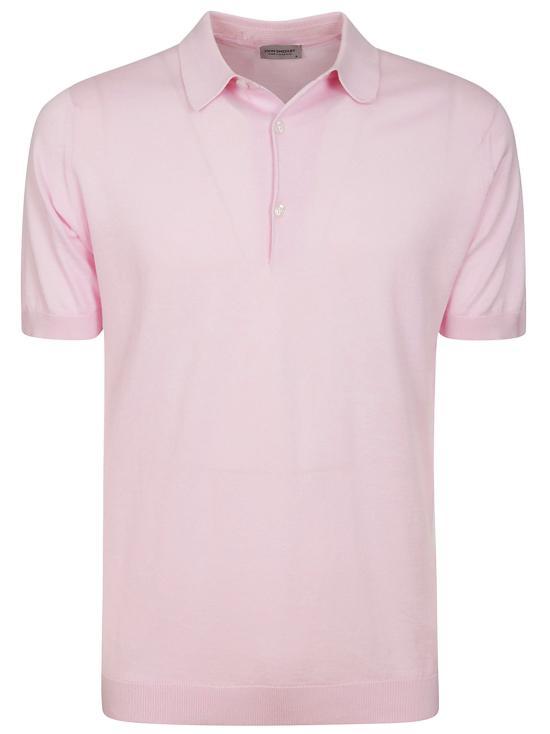 JOHN SMEDLEY Mallow Pink Merino Wool Polo Shirt for Men