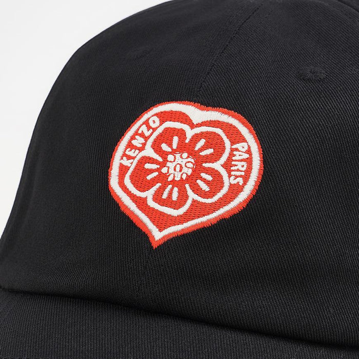KENZO Boke Heart Embroidered Unisex Cotton Cap Black