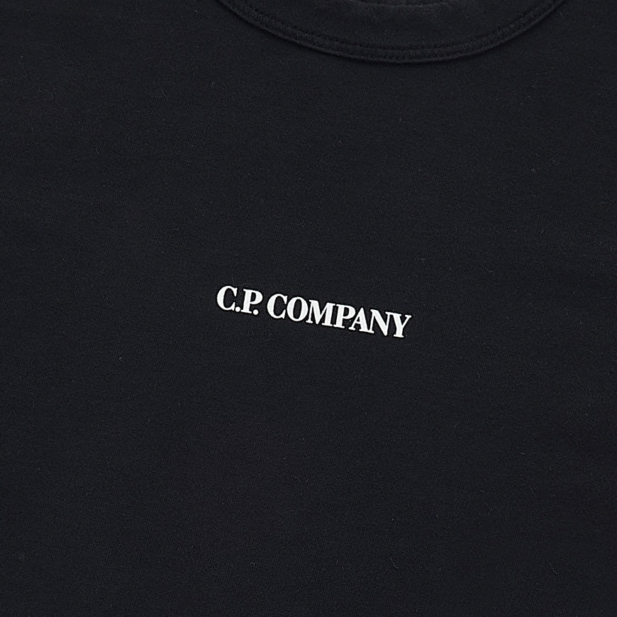 CP Company Logo Print Black Cotton Crewneck Sweatshirt Men