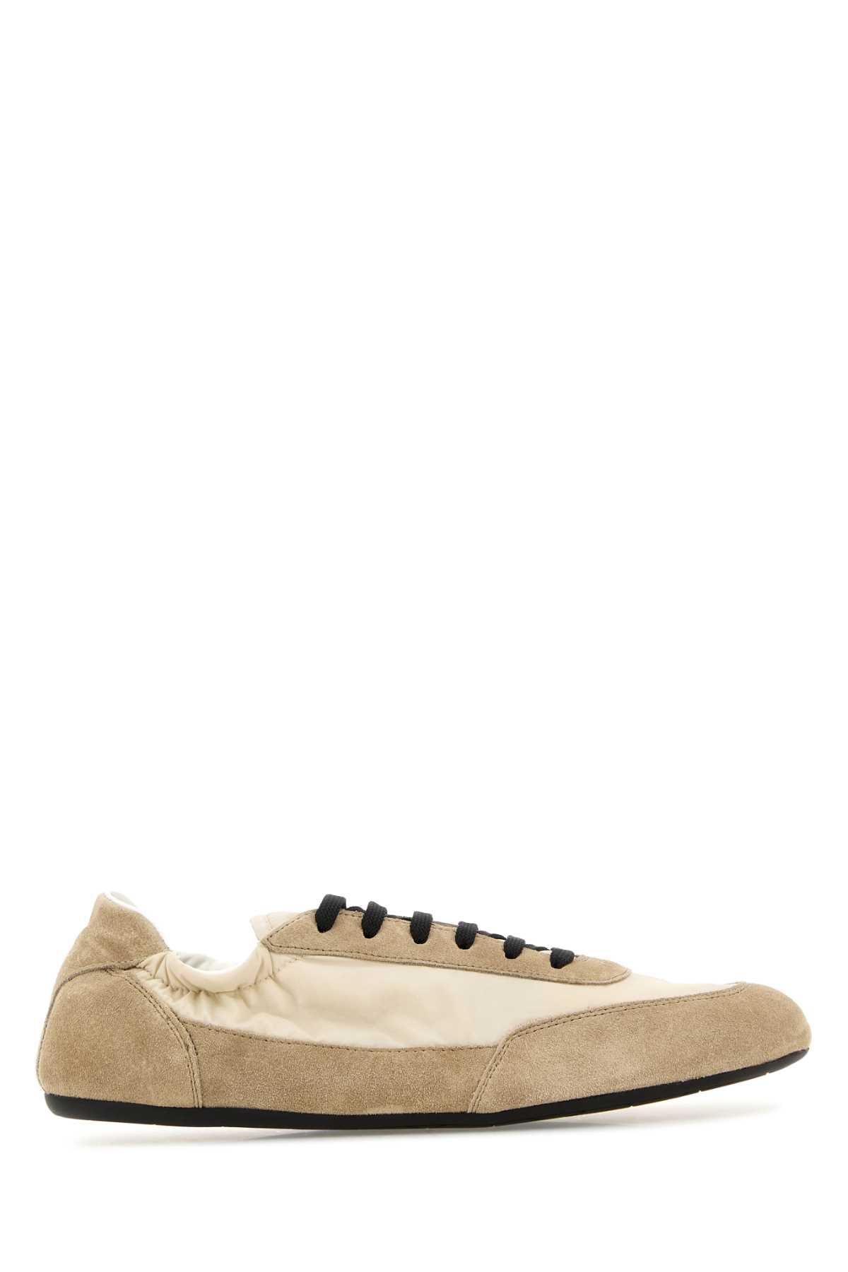 PRADA White Leather Low-Top Sneakers