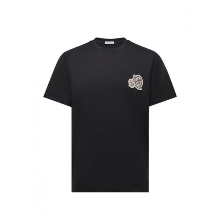 Moncler Men's Double Logo Patch Cotton T-Shirt 8C00041 8390Y 999
