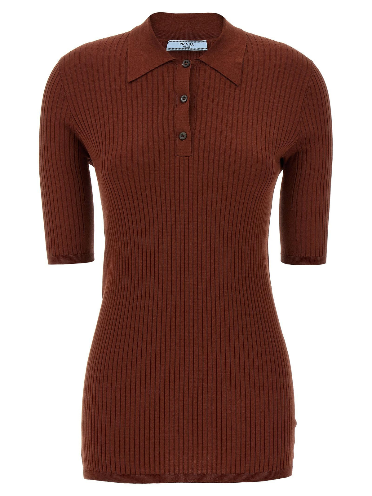 PRADA Short Sleeve Polo Shirt Black Cotton Women