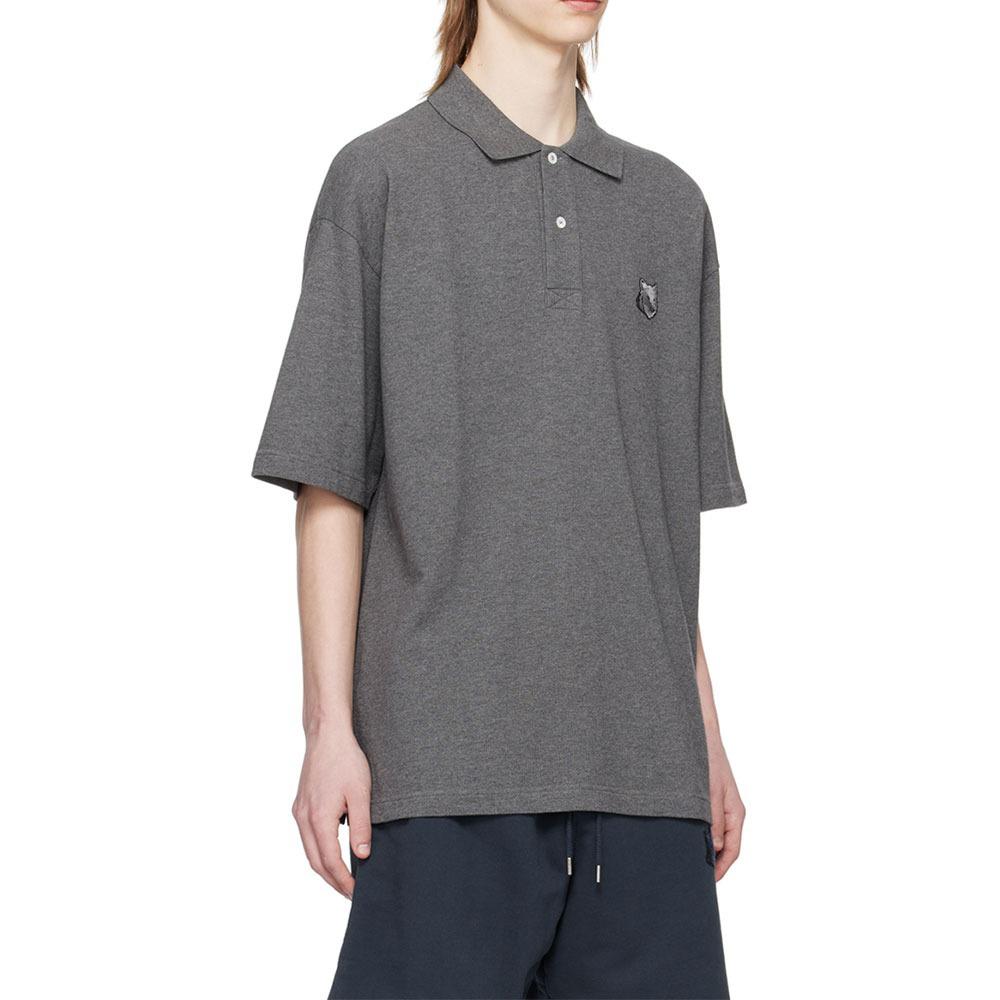 Maison Kitsune Bold Fox Head Oversized Polo T-Shirt Gray MM00202 KJ7010 H170