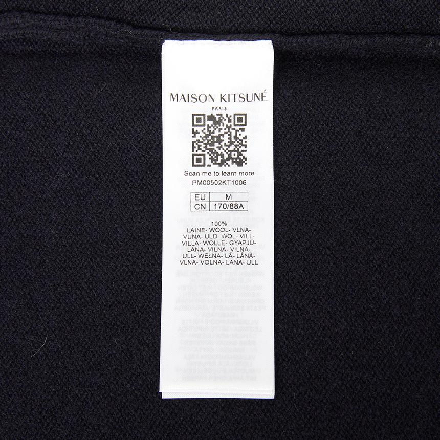 Maison Kitsune Fox Head Logo Men’s Wool Cardigan Navy PM00502 KT1006 0413