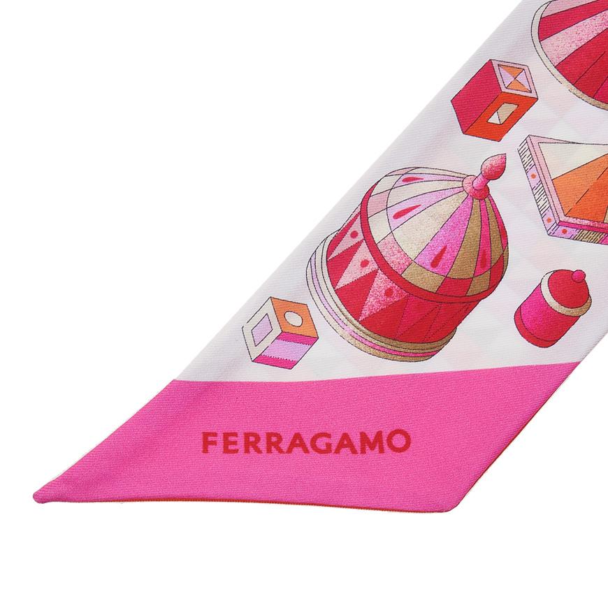 Ferragamo Cotton Candy Pink Silk Scarf for Women