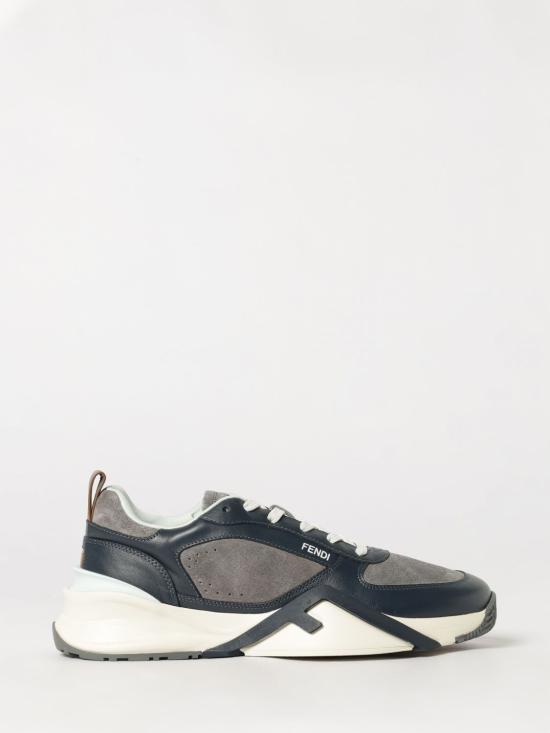 FENDI Blue Leather Low-Top Sneakers
