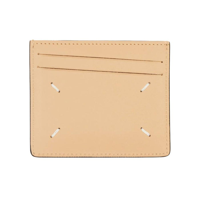 Maison Margiela Two-Tone Logo Stitch Card Holder Black Beige