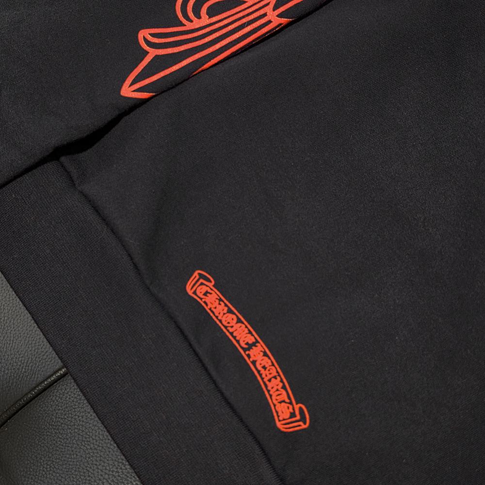 Chrome Hearts Navy Hoodie Horseshoe Coral Orange Logo Unisex Top