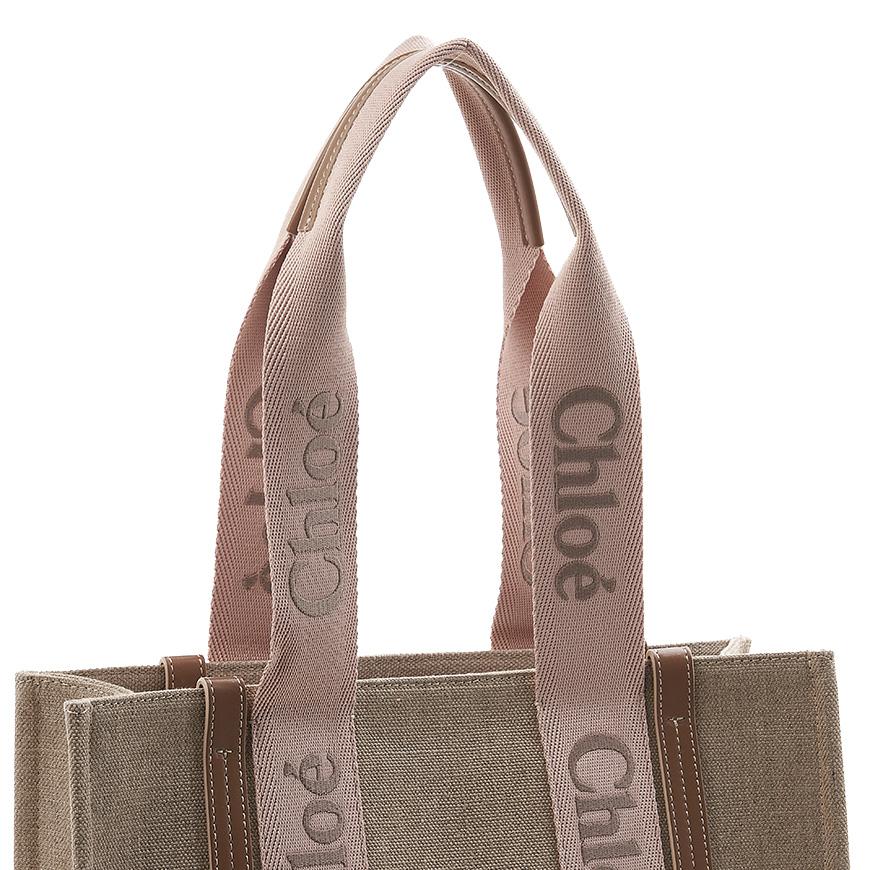 Chloe Linen Woody Tote Bag for Women CHC23AS383L17 26Y