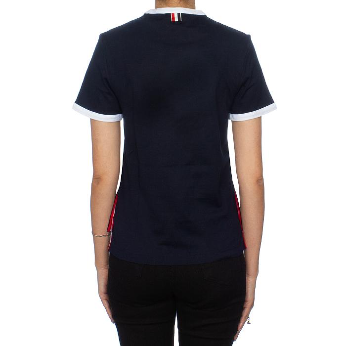 THOM BROWNE Navy Sleeve Ringer T-Shirt Women’s Cotton Top