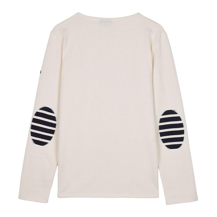 Saint James Ecru/Navy Striped Merid Mod Unisex Cotton T-Shirt