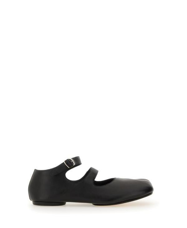 Maison Margiela Tabi Split Toe Leather Black Women's Ballet Flats