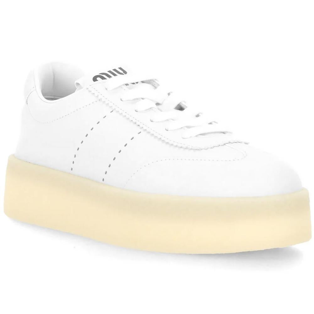 Miu Miu Signature Logo Low-Top Sneakers White Leather Women’s 5E278E LW4 F0009