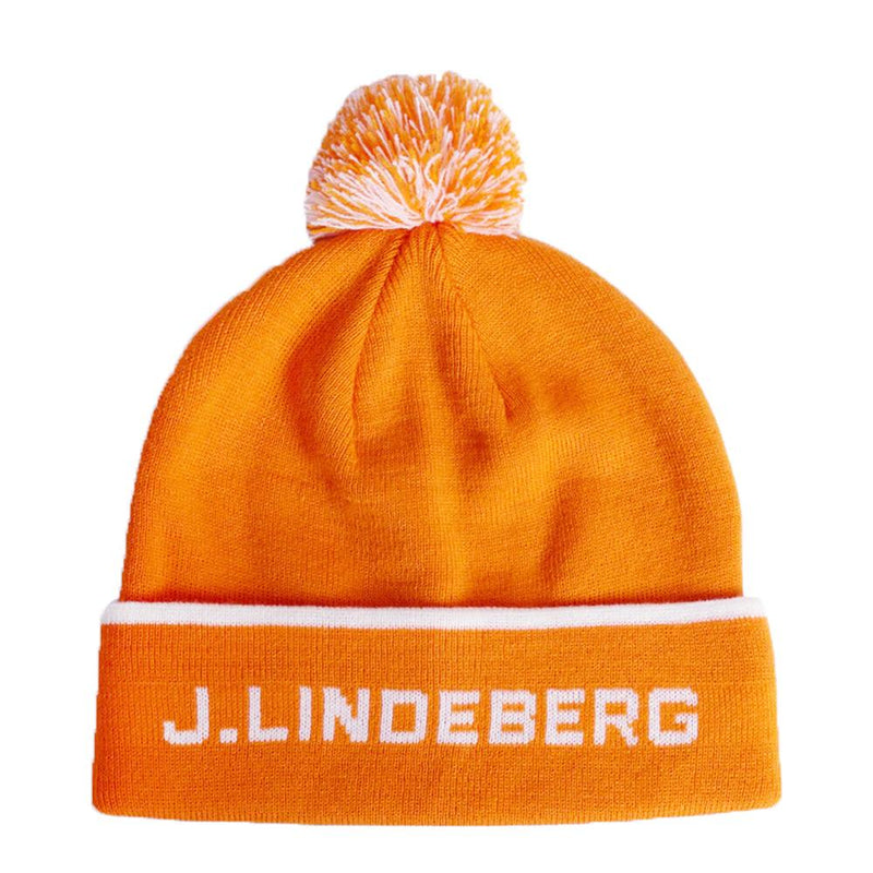 J LINDEBERG Striped Logo Beanie Orange