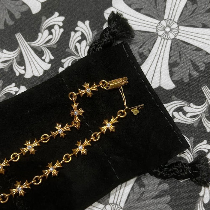 Chrome Hearts 22K Tiny E CH Full Pave Diamond Bracelet