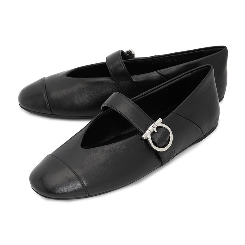 Ferragamo Gancini Ballerina Flats Women’s Leather Shoes