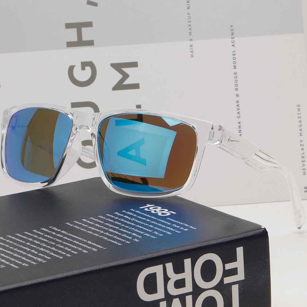 Nike Sporty Transparent Horn-Rim Blue Mirror Sunglasses EV0834 914