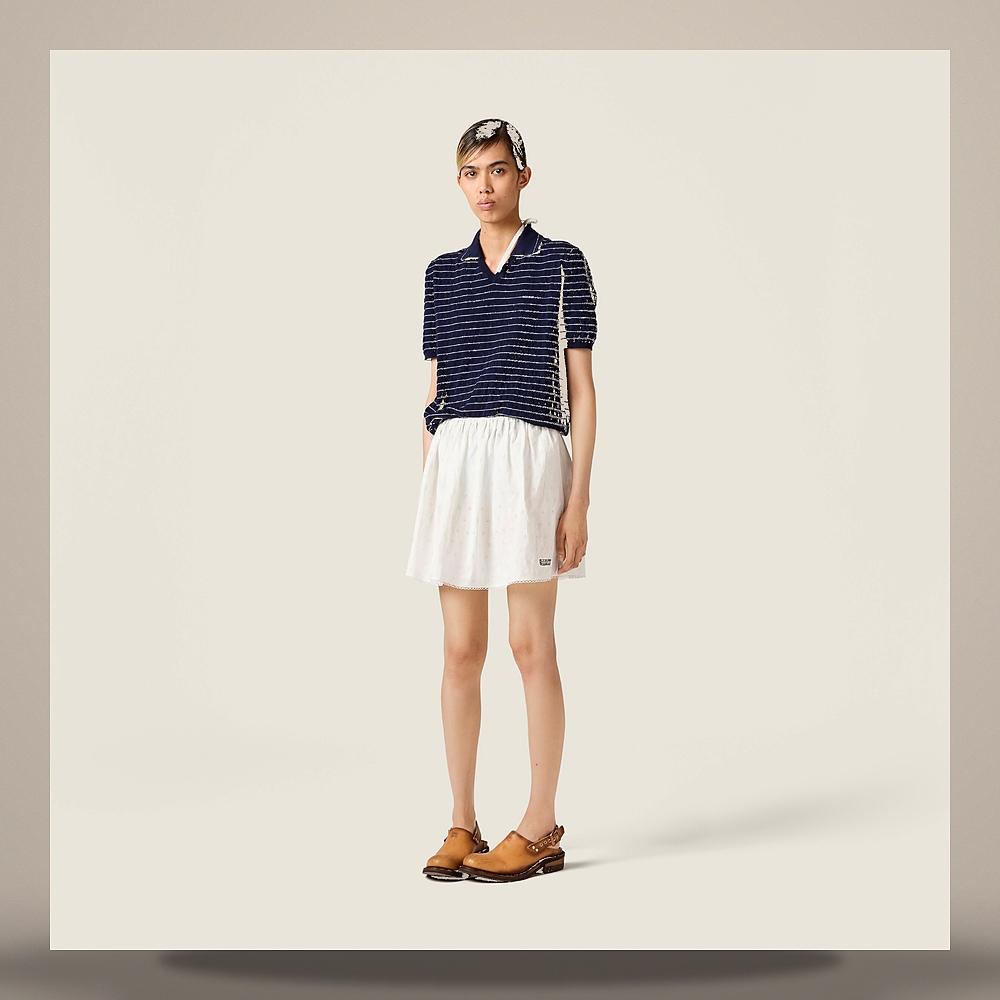 Miu Miu Slub Eyelet Poplin Midi Skirt MG2711 196K F0009