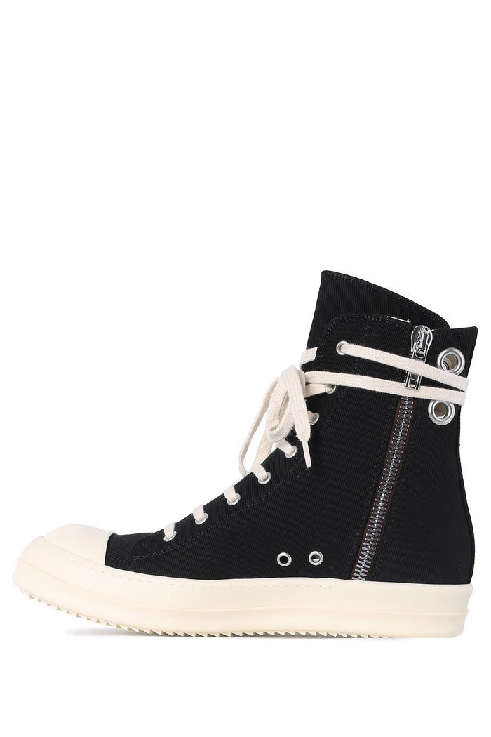 Rick Owens DRKSHDW Eyelet Black Milk High-Top Sneakers