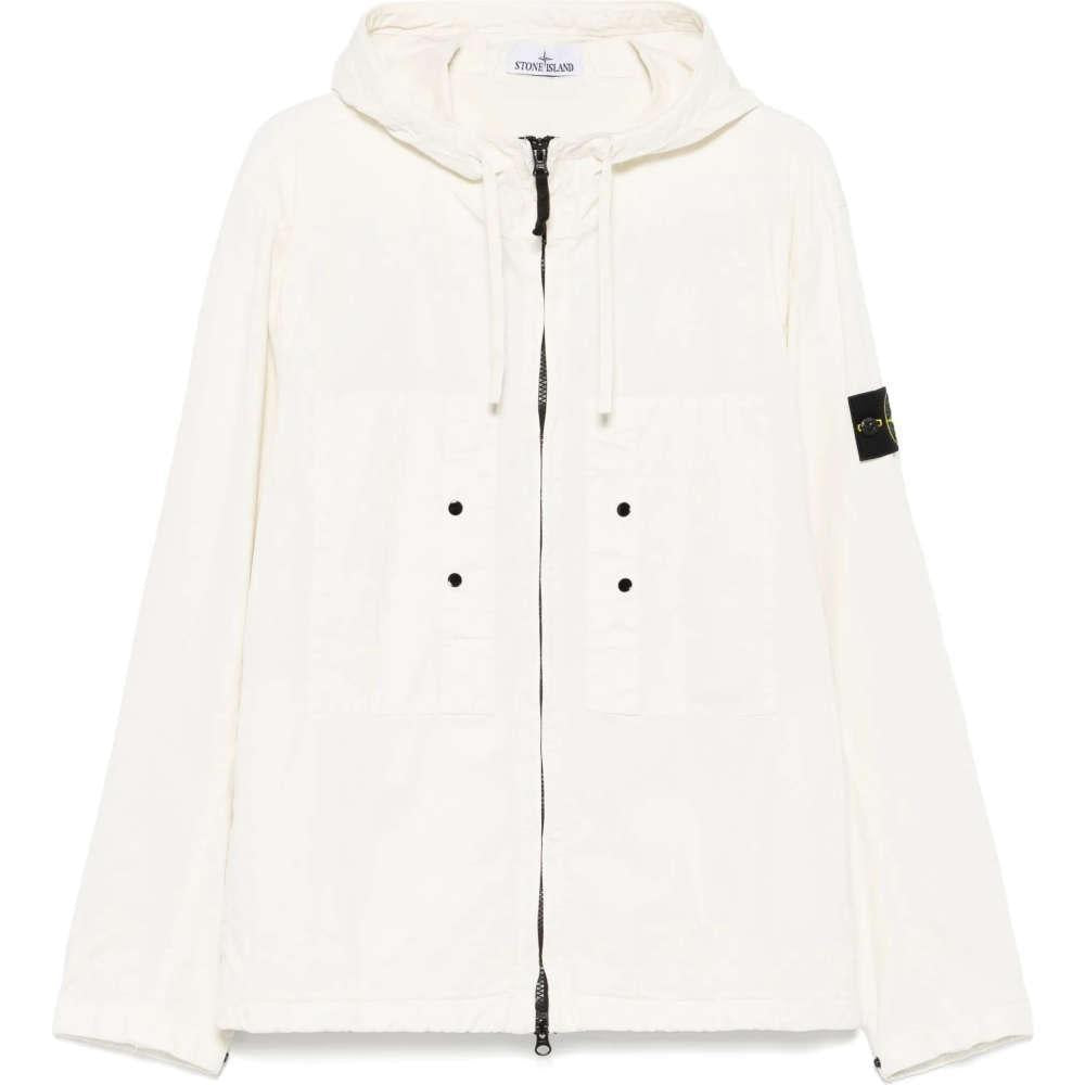 STONE ISLAND White Jacket with Compass Patch Logo S154100091 S0010 V0093