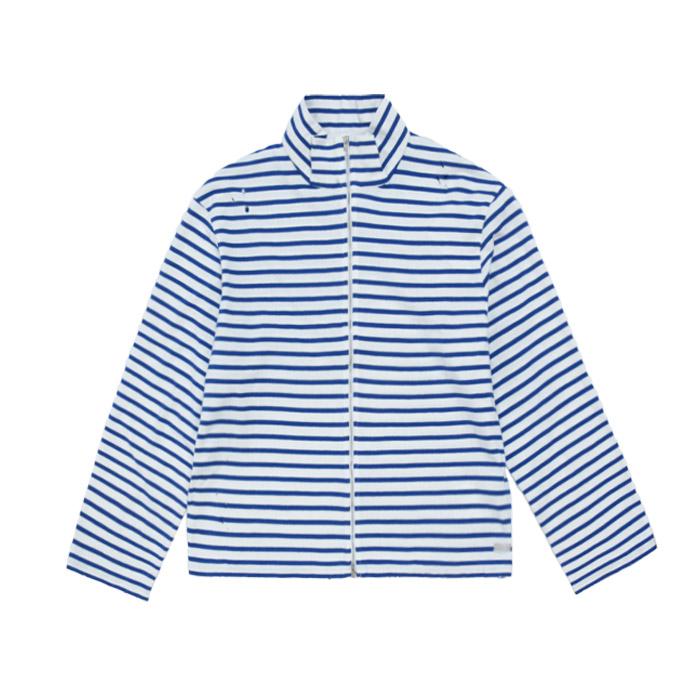 OUR LEGACY Genova Stripe Shrunken Full Zip Sweatshirt M2256SG WHITE BLUE