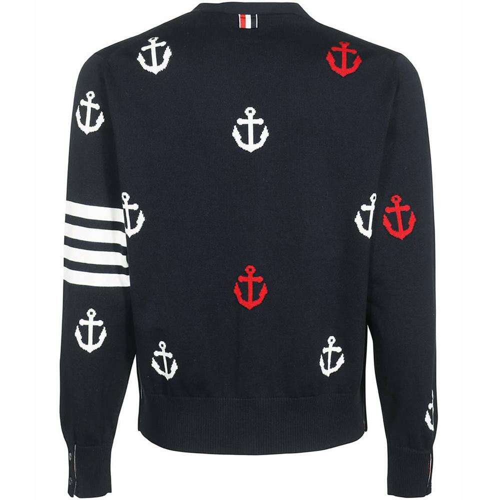 THOM BROWNE Diagonal Anchor Intarsia Knit Cardigan MKC467A Y3007 415
