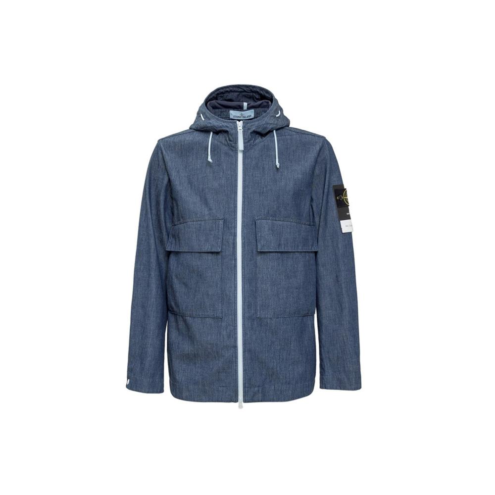 STONE ISLAND Chambray 3L Denim Hooded Jacket Wash Wappen Anniversary