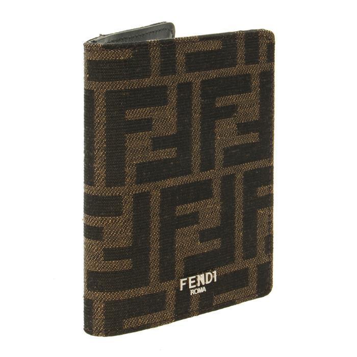 FENDI FF Logo Leather Card Holder Black