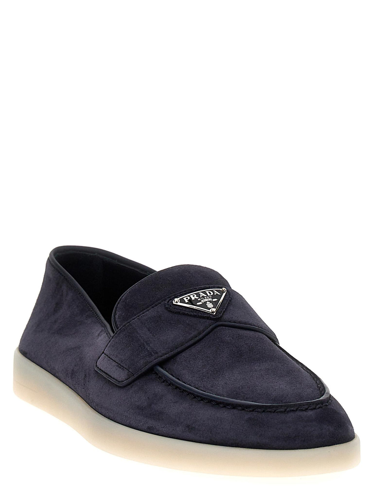 PRADA Black Leather Loafers for Men