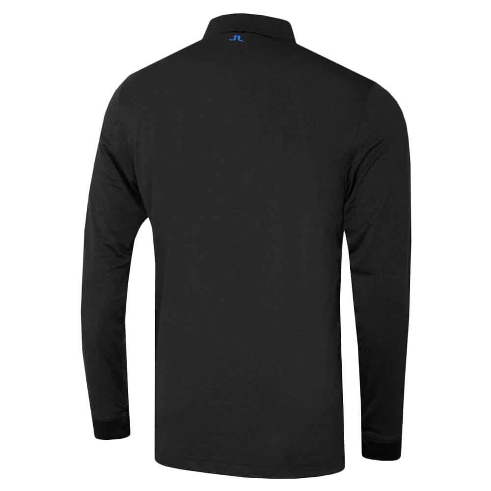 J LINDEBERG Tour Tech Embroidered Logo Black Melange Long Sleeve Polo