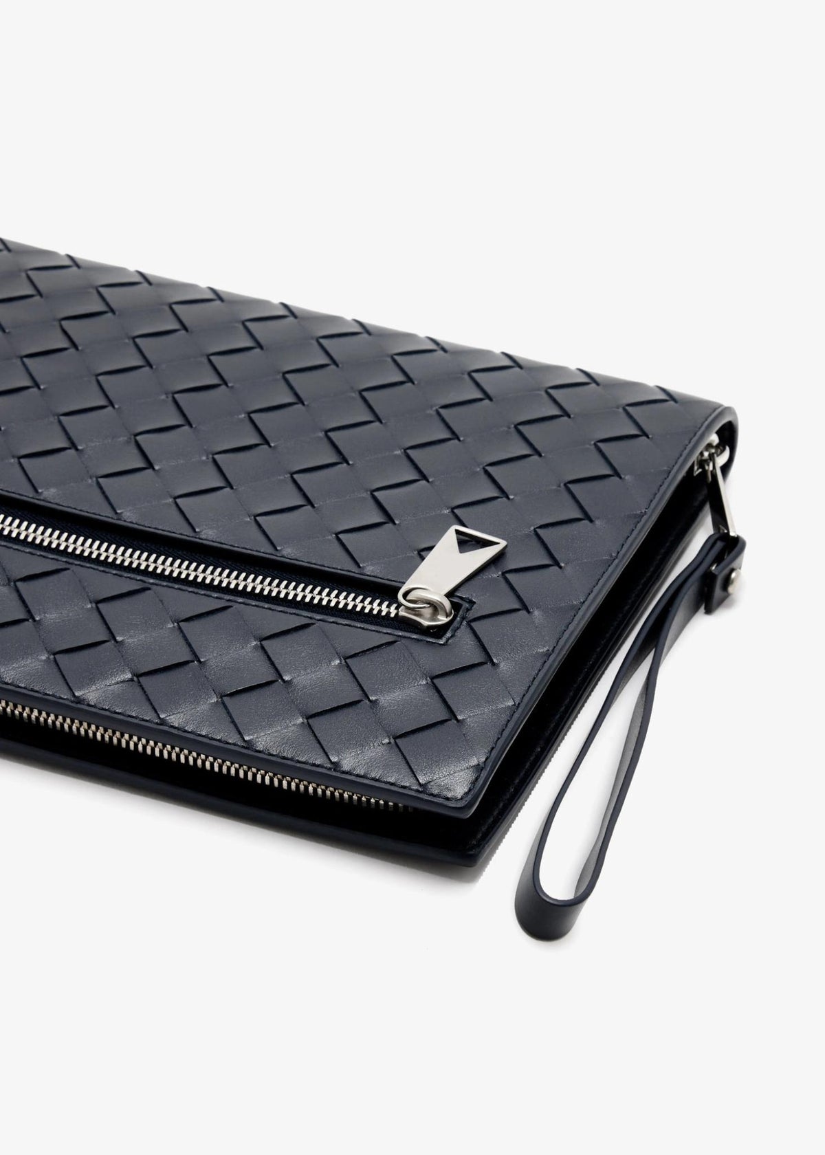 Bottega Veneta Blue Leather Woven Clutch Bag