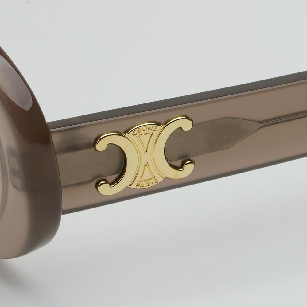 CELINE Triomphe Oval Acetate Sunglasses Brown Unisex