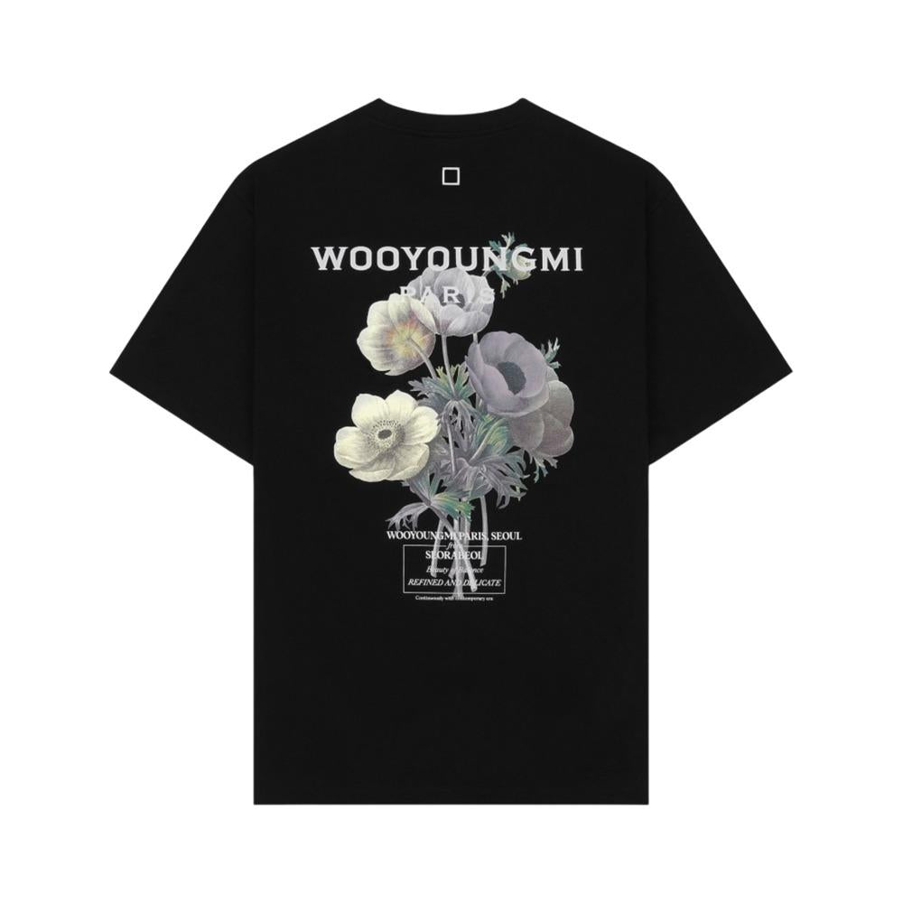 WOOYOUNGMI Black Flower Print Back Logo T-Shirt