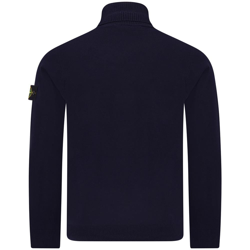 STONE ISLAND Logo Patch Wool Turtleneck Sweater Men Black