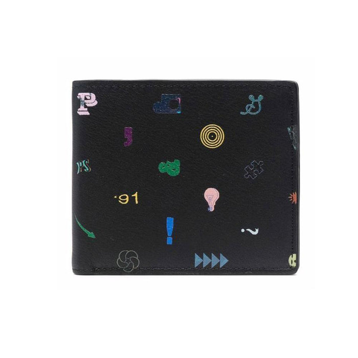 Paul Smith Black Leather Bifold Wallet with Symbol Logo Print HGRAPH PR