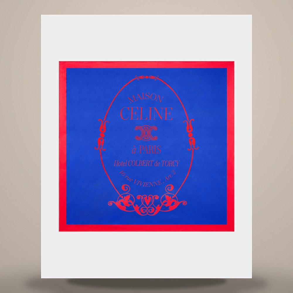 CELINE Square Blazon Colbert Silk Twill Scarf Red Blue 2AW905A33 27ZZ
