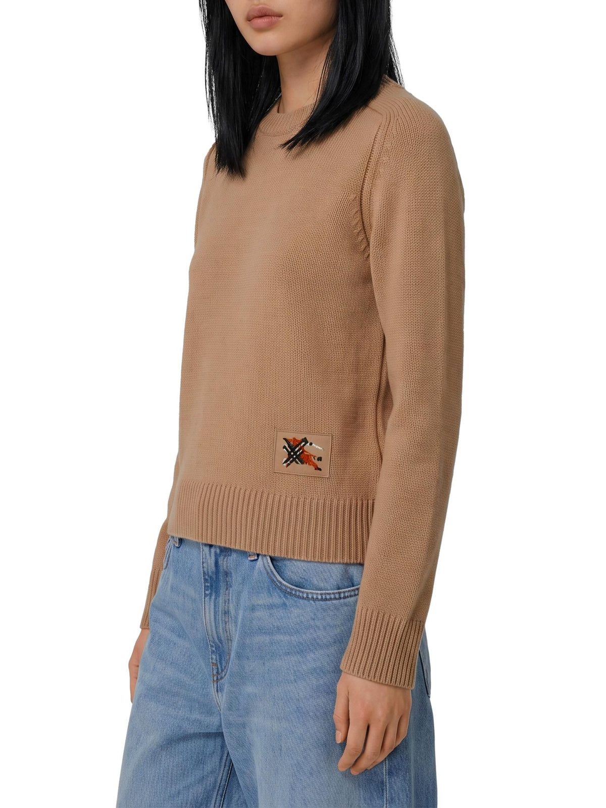 BURBERRY Black Wool Round Neck Knit Sweater
