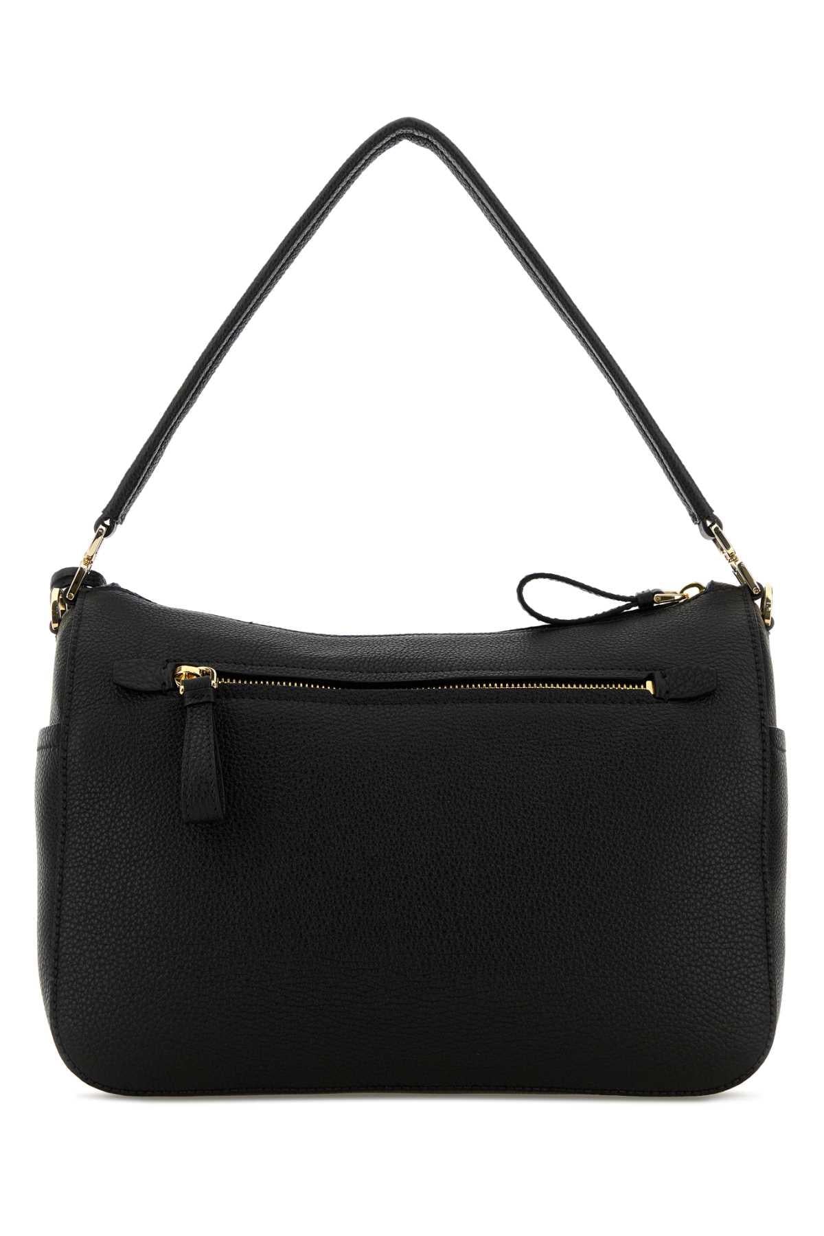 PRADA Black Vachetta Leather Shoulder Bag
