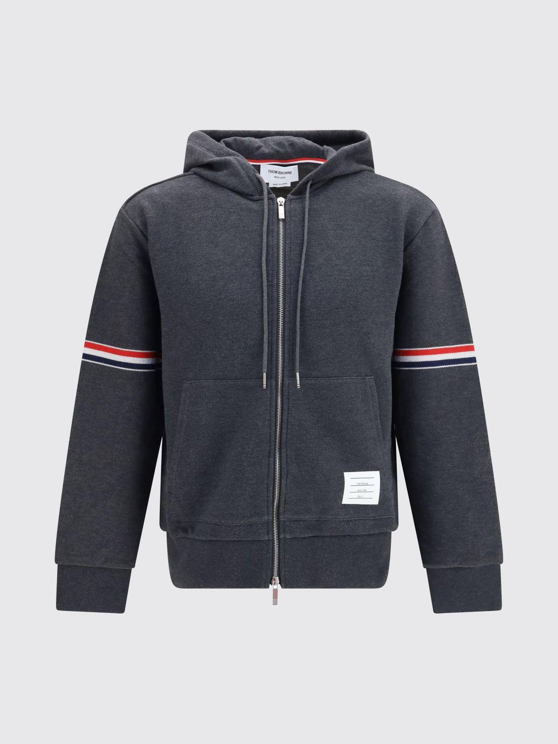 THOM BROWNE Gray Wool Zip-Up Knit Jacket
