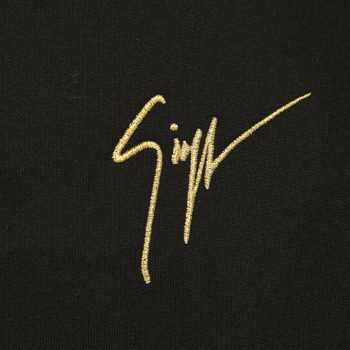 Giuseppe Zanotti Signature Logo Embroidered Hooded Zip Jacket Black