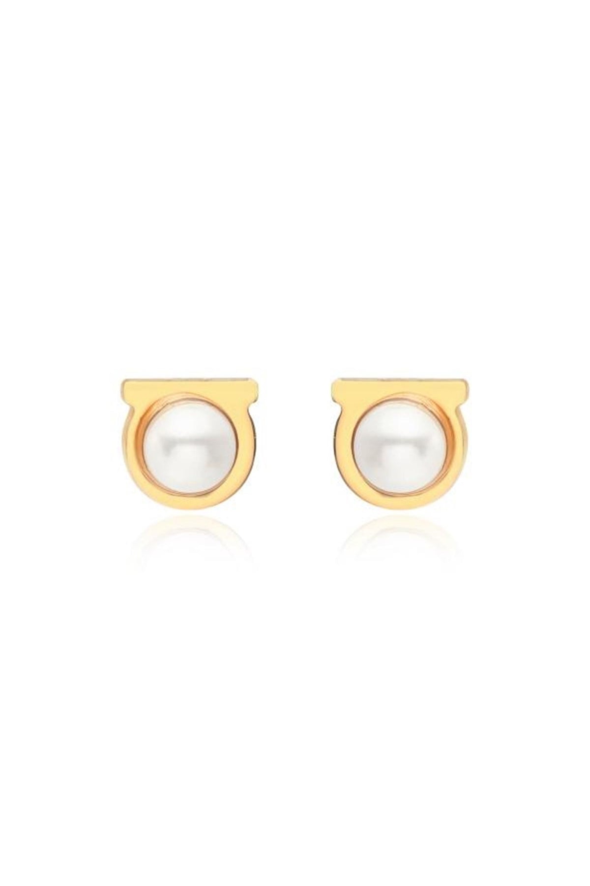 Ferragamo Gold-Tone Logo Stud Earrings for Women 76 0121 0696454
