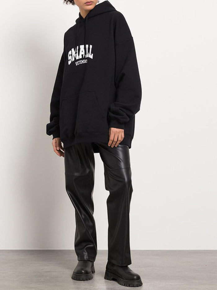 Vetements Small Logo Popover Hoodie Black Men's Clothing